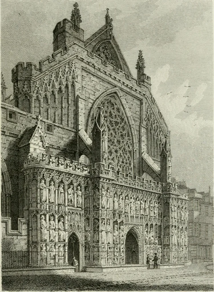 An illustration from History and antiquities of the cathedral churches of Great Britain : illustrated with a series of highly-finished engravings, exhibiting general and particular views, ground plans, and all the architectural features and ornaments in the various styles of building used in our ecclesiastical edifices, 1814, leaf 170