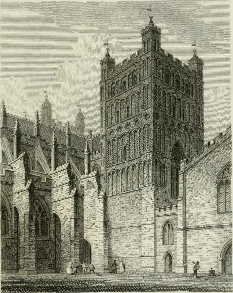 An illustration from History and antiquities of the cathedral churches of Great Britain : illustrated with a series of highly-finished engravings, exhibiting general and particular views, ground plans, and all the architectural features and ornaments in the various styles of building used in our ecclesiastical edifices, 1814, leaf 174