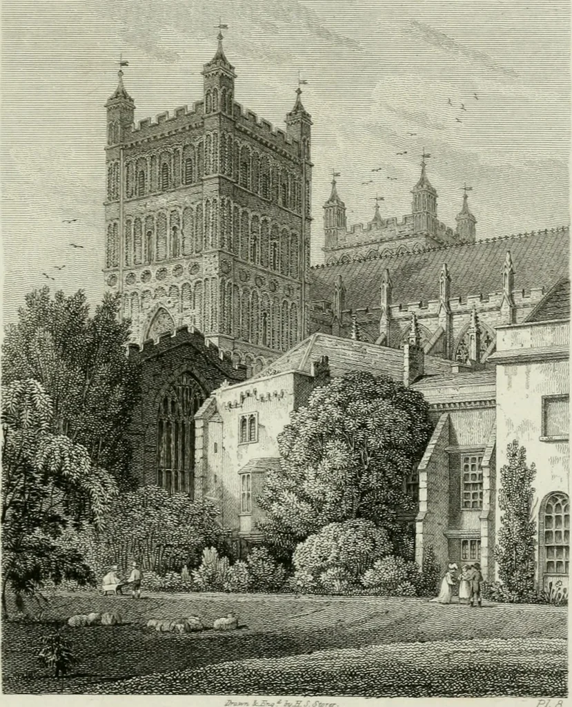 An illustration from History and antiquities of the cathedral churches of Great Britain : illustrated with a series of highly-finished engravings, exhibiting general and particular views, ground plans, and all the architectural features and ornaments in the various styles of building used in our ecclesiastical edifices, 1814, leaf 178