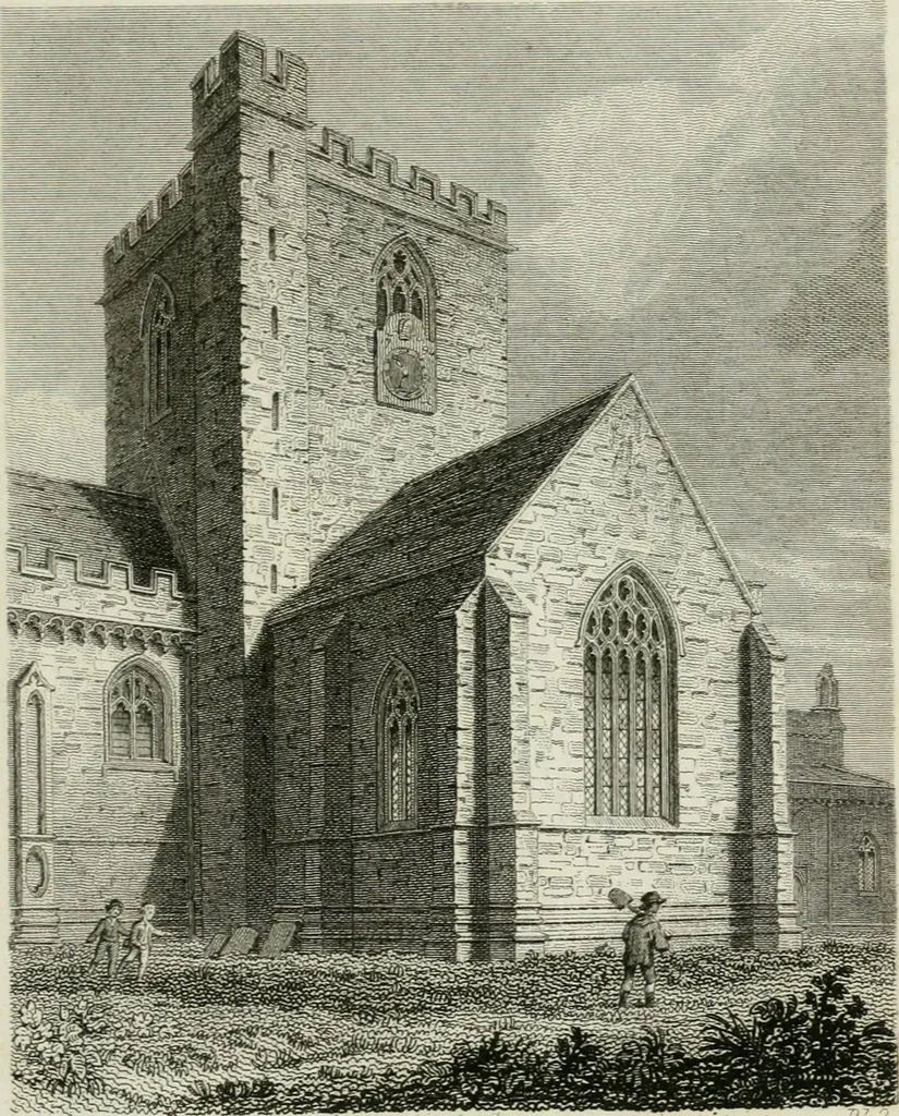 An illustration from History and antiquities of the cathedral churches of Great Britain : illustrated with a series of highly-finished engravings, exhibiting general and particular views, ground plans, and all the architectural features and ornaments in the various styles of building used in our ecclesiastical edifices, 1814, leaf 30