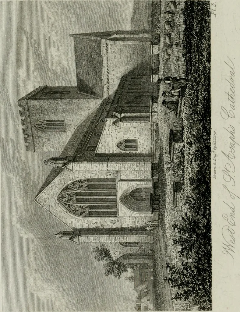 An illustration from History and antiquities of the cathedral churches of Great Britain : illustrated with a series of highly-finished engravings, exhibiting general and particular views, ground plans, and all the architectural features and ornaments in the various styles of building used in our ecclesiastical edifices, 1814, leaf 33