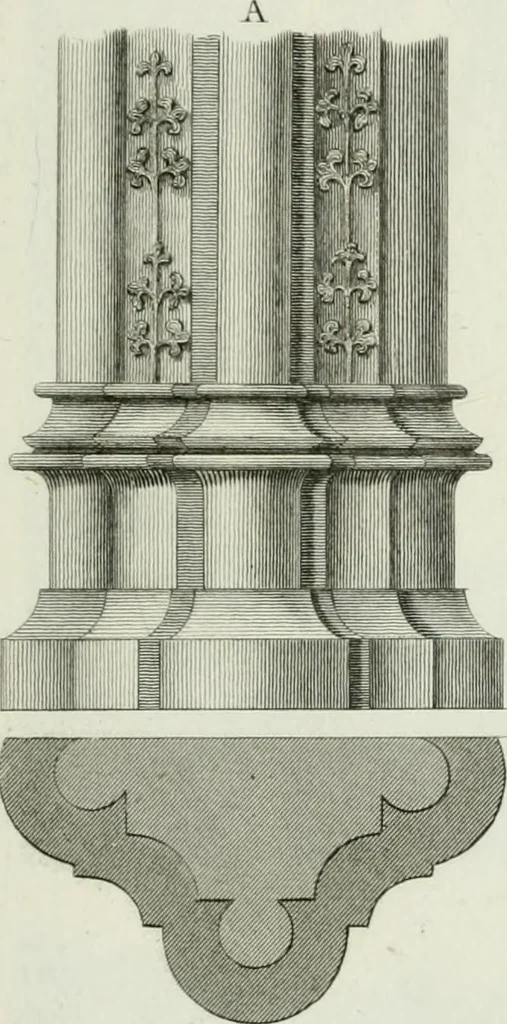 An illustration from History and antiquities of the cathedral churches of Great Britain : illustrated with a series of highly-finished engravings, exhibiting general and particular views, ground plans, and all the architectural features and ornaments in the various styles of building used in our ecclesiastical edifices, 1814, leaf 330