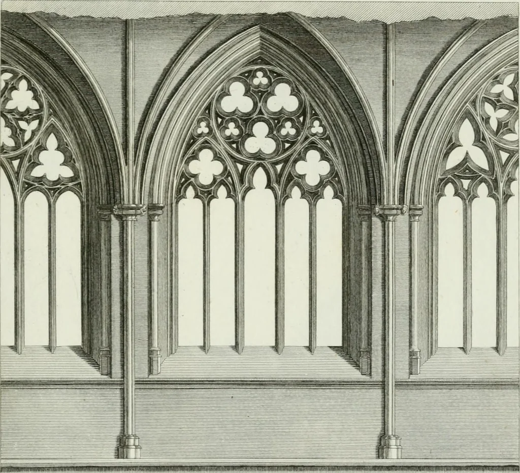 An illustration from History and antiquities of the cathedral churches of Great Britain : illustrated with a series of highly-finished engravings, exhibiting general and particular views, ground plans, and all the architectural features and ornaments in the various styles of building used in our ecclesiastical edifices, 1814, leaf 334