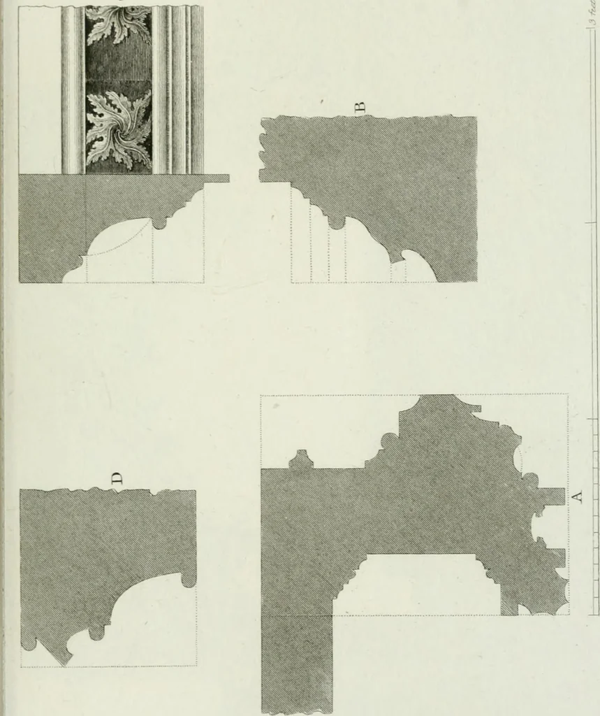 An illustration from History and antiquities of the cathedral churches of Great Britain : illustrated with a series of highly-finished engravings, exhibiting general and particular views, ground plans, and all the architectural features and ornaments in the various styles of building used in our ecclesiastical edifices, 1814, leaf 336