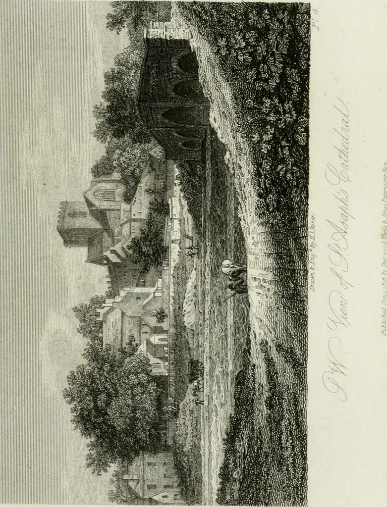 An illustration from History and antiquities of the cathedral churches of Great Britain : illustrated with a series of highly-finished engravings, exhibiting general and particular views, ground plans, and all the architectural features and ornaments in the various styles of building used in our ecclesiastical edifices, 1814, leaf 34