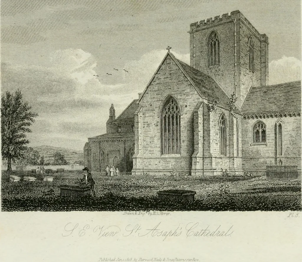 An illustration from History and antiquities of the cathedral churches of Great Britain : illustrated with a series of highly-finished engravings, exhibiting general and particular views, ground plans, and all the architectural features and ornaments in the various styles of building used in our ecclesiastical edifices, 1814, leaf 42