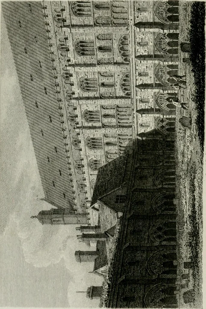 An illustration from History and antiquities of the cathedral churches of Great Britain : illustrated with a series of highly-finished engravings, exhibiting general and particular views, ground plans, and all the architectural features and ornaments in the various styles of building used in our ecclesiastical edifices, 1814, leaf 67
