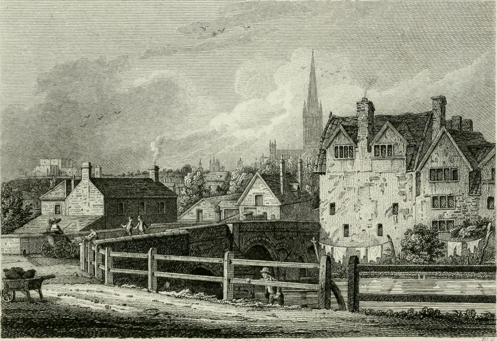 An illustration from History and antiquities of the cathedral churches of Great Britain : illustrated with a series of highly-finished engravings, exhibiting general and particular views, ground plans, and all the architectural features and ornaments in the various styles of building used in our ecclesiastical edifices, 1814, leaf 72