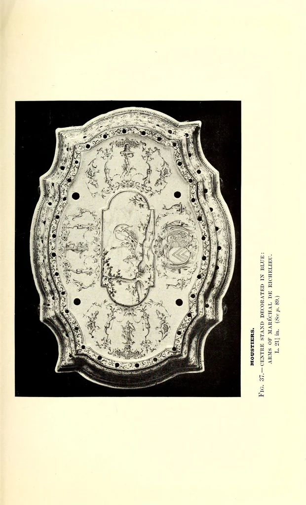 An illustration from A history and description of the old French faïence, with an account of the revival of faïence painting in France, by M. L. Solon; with a preface by William Burton. Containing twenty-four plates in colours, together with reproductions of marks and numerous illustrations, 1903, leaf 251