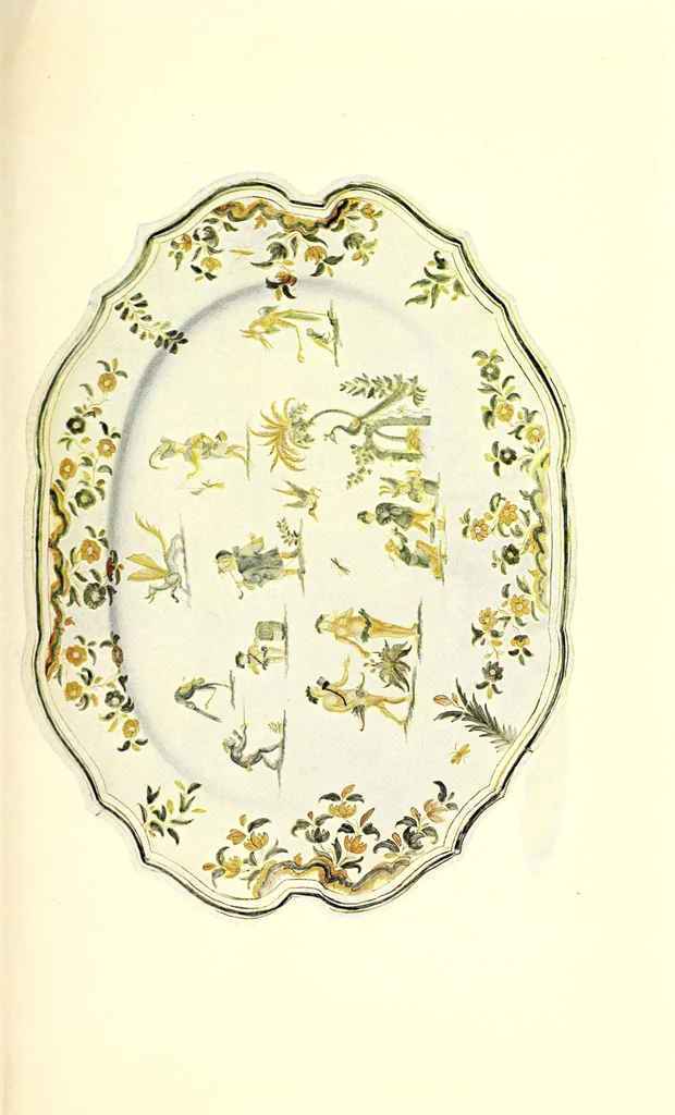 An illustration from A history and description of the old French faïence, with an account of the revival of faïence painting in France, by M. L. Solon; with a preface by William Burton. Containing twenty-four plates in colours, together with reproductions of marks and numerous illustrations, 1903, leaf 269