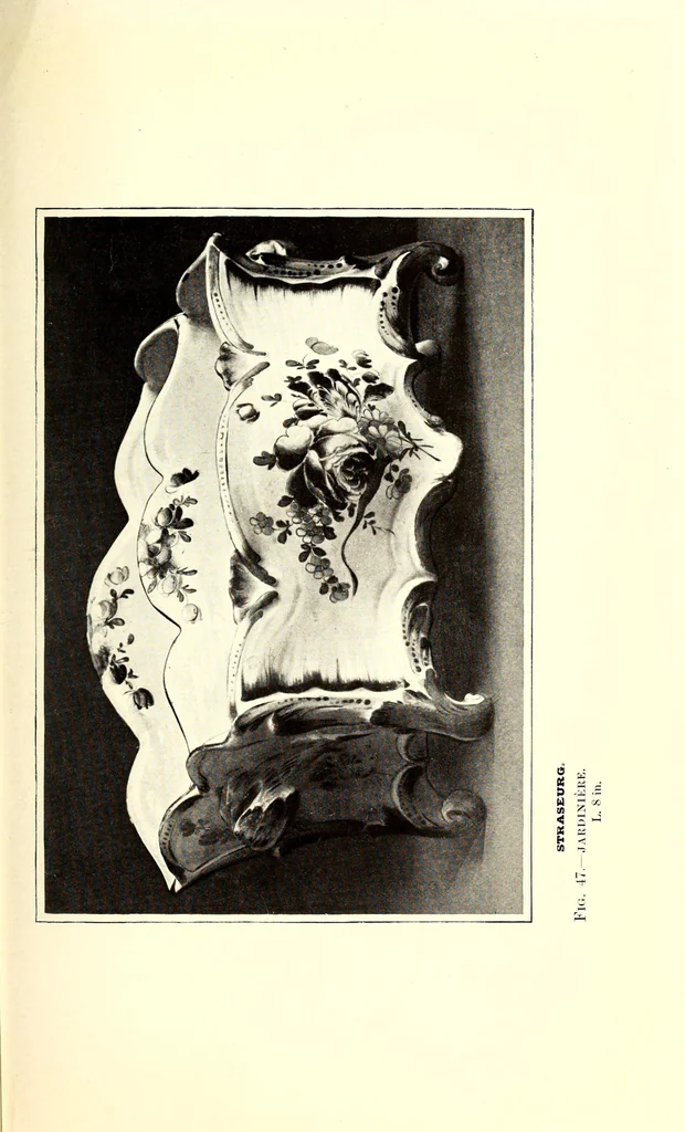 An illustration from A history and description of the old French faïence, with an account of the revival of faïence painting in France, by M. L. Solon; with a preface by William Burton. Containing twenty-four plates in colours, together with reproductions of marks and numerous illustrations, 1903, leaf 303