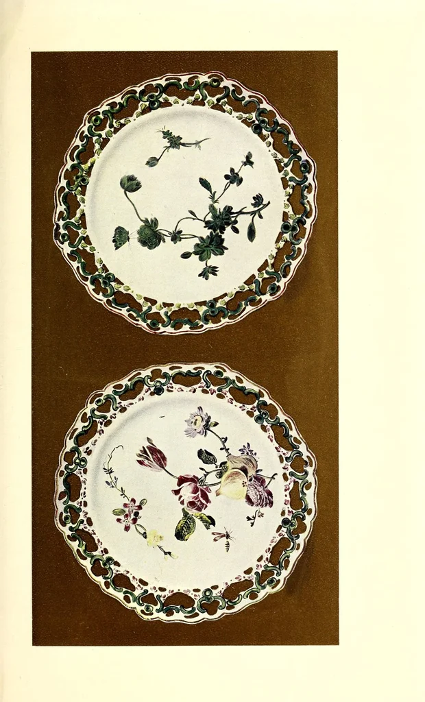 An illustration from A history and description of the old French faïence, with an account of the revival of faïence painting in France, by M. L. Solon; with a preface by William Burton. Containing twenty-four plates in colours, together with reproductions of marks and numerous illustrations, 1903, leaf 337