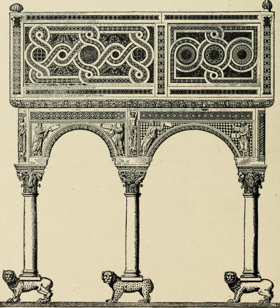 An illustration from A history of architecture in Italy from the time of Constantine to the dawn of the renaissance, 1901, leaf 83