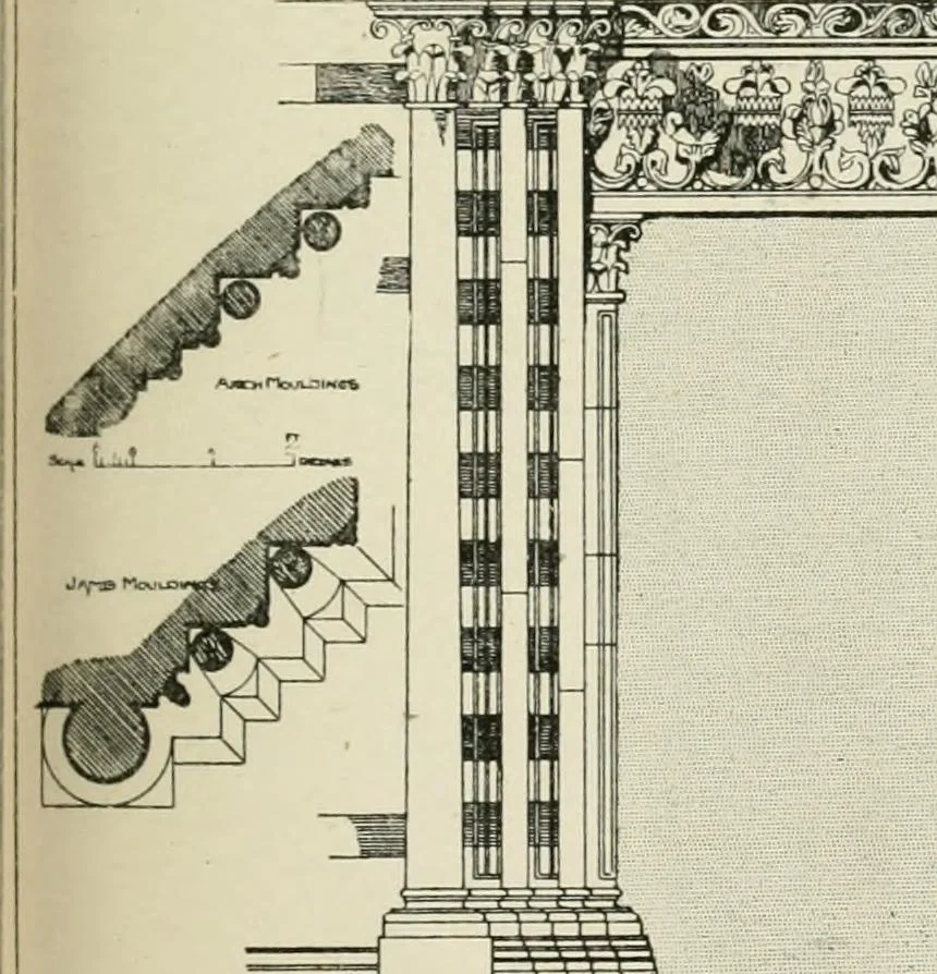 An illustration from A history of architecture for the student, craftsman, and amateur : being a comparative view of the historical styles from the earliest period, 1896, leaf 156