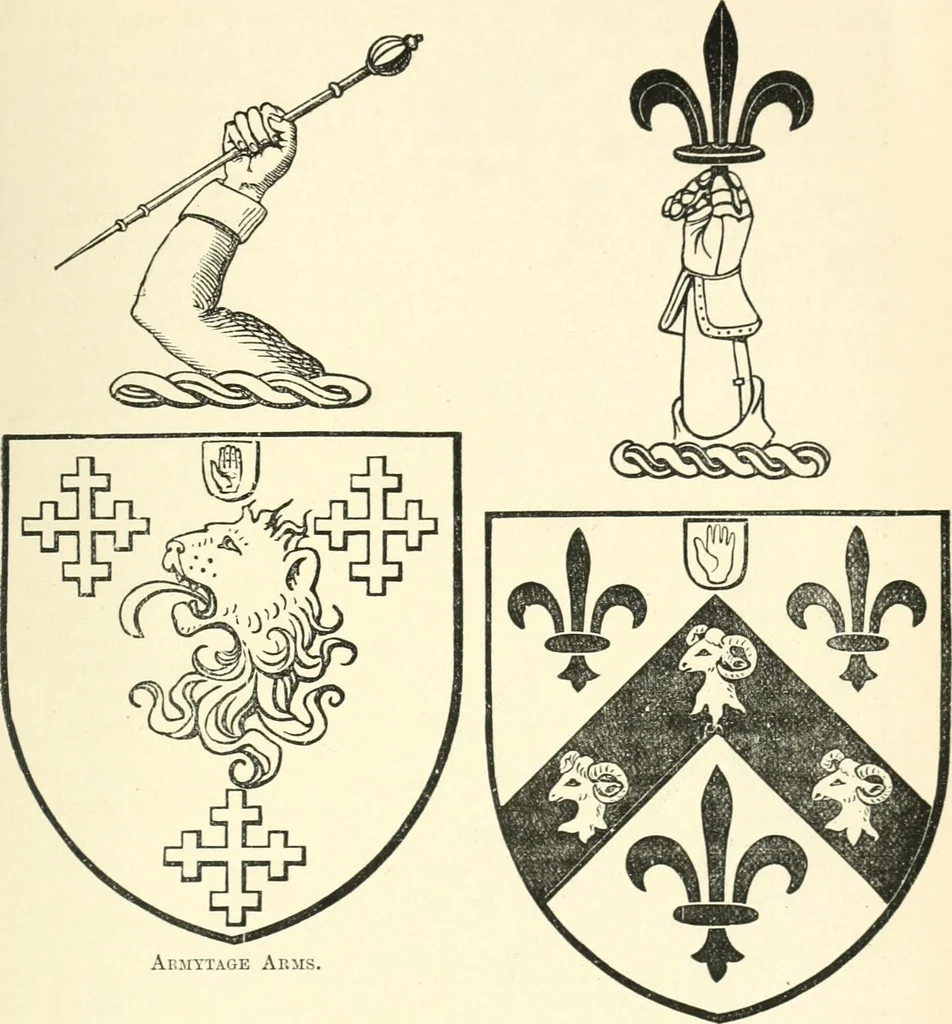 An illustration from The history of Brighouse, Rastrick, and Hipperholme; with monorial notes on Coley, Lightcliffe, Northowram, Shelf, Fixby, Clifton and Kirklees, 1893, leaf 158