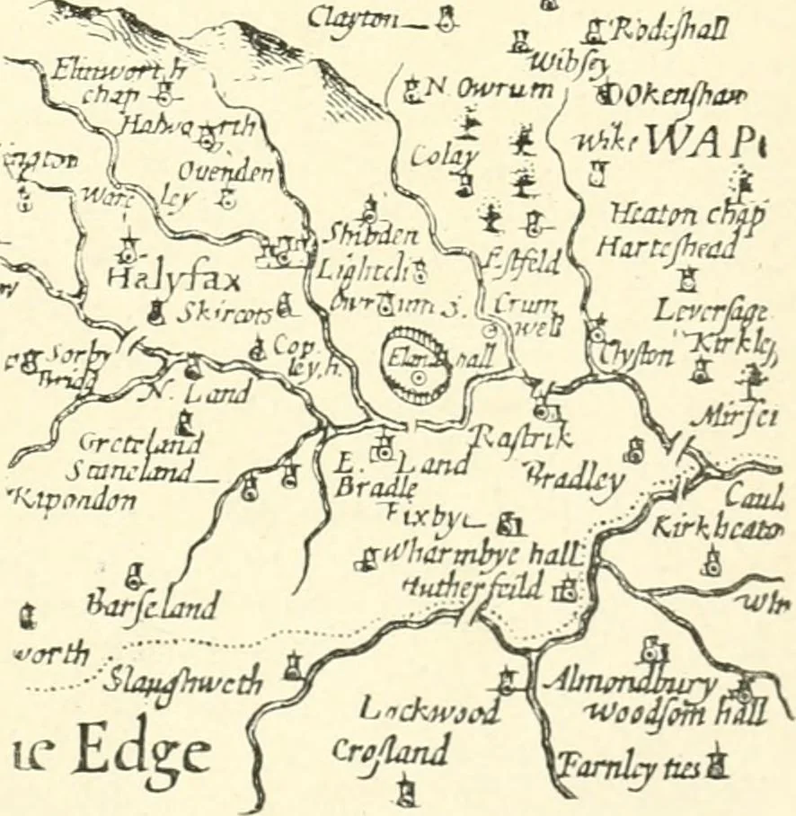 An illustration from The history of Brighouse, Rastrick, and Hipperholme; with monorial notes on Coley, Lightcliffe, Northowram, Shelf, Fixby, Clifton and Kirklees, 1893, leaf 172