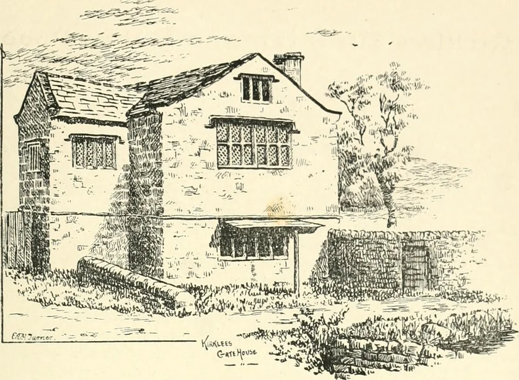 An illustration from The history of Brighouse, Rastrick, and Hipperholme; with monorial notes on Coley, Lightcliffe, Northowram, Shelf, Fixby, Clifton and Kirklees, 1893, leaf 202