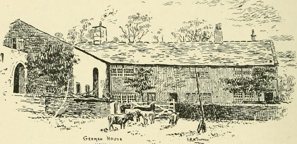 An illustration from The history of Brighouse, Rastrick, and Hipperholme; with monorial notes on Coley, Lightcliffe, Northowram, Shelf, Fixby, Clifton and Kirklees, 1893, leaf 253