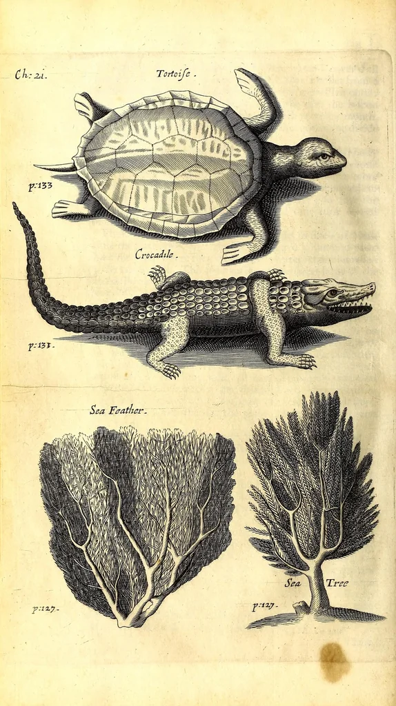 An illustration from The history of the Caribby-islands : viz. Barbados, St Christophers, St Vincents, Martinico, Dominico, Barbouthos, Monserrat, Mevis, Antego, &c. in all XXVIII in two books : the first containing the natural; the second, the moral history of those islands : illustrated with several pieces of sculpture, representing the most considerable rarities therein described : with a Caribbian-vocabulary, 1666, leaf 164