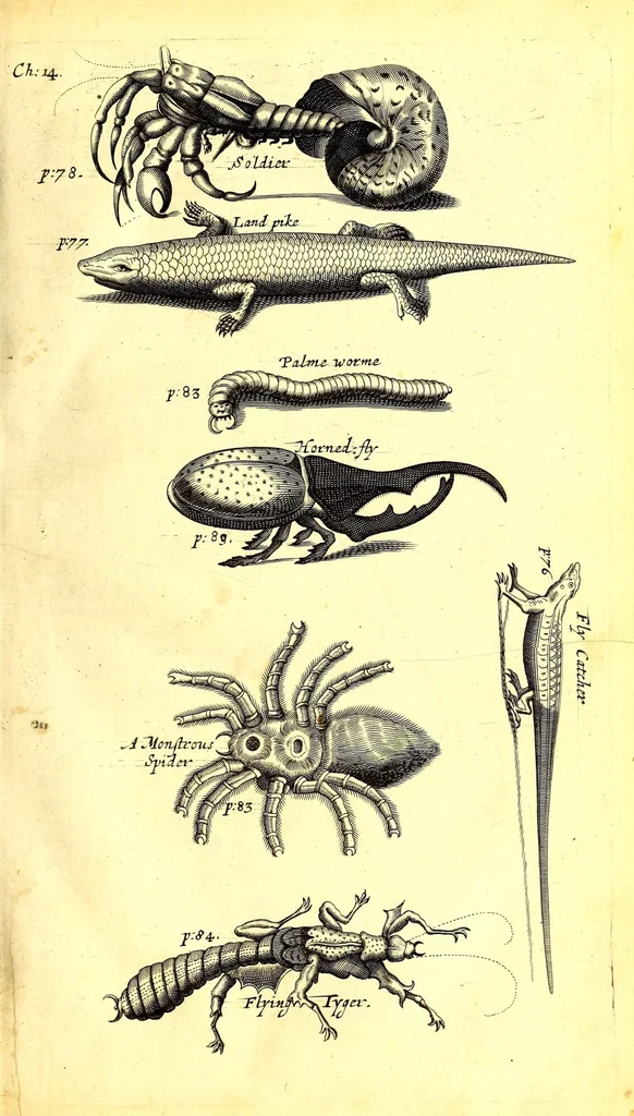 An illustration from The history of the Caribby-islands : viz. Barbados, St Christophers, St Vincents, Martinico, Dominico, Barbouthos, Monserrat, Mevis, Antego, &c. in all XXVIII in two books : the first containing the natural; the second, the moral history of those islands : illustrated with several pieces of sculpture, representing the most considerable rarities therein described : with a Caribbian-vocabulary, 1666, leaf 95