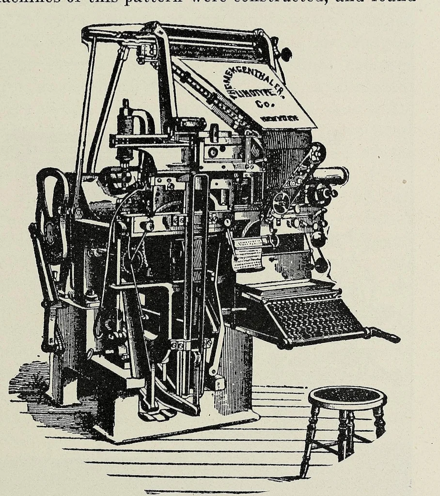 An illustration from History of composing machines; a complete record of the art of composing type by machinery ... also lists of patents on composing machines, American and British, chronologically arranged, 1904, leaf 121
