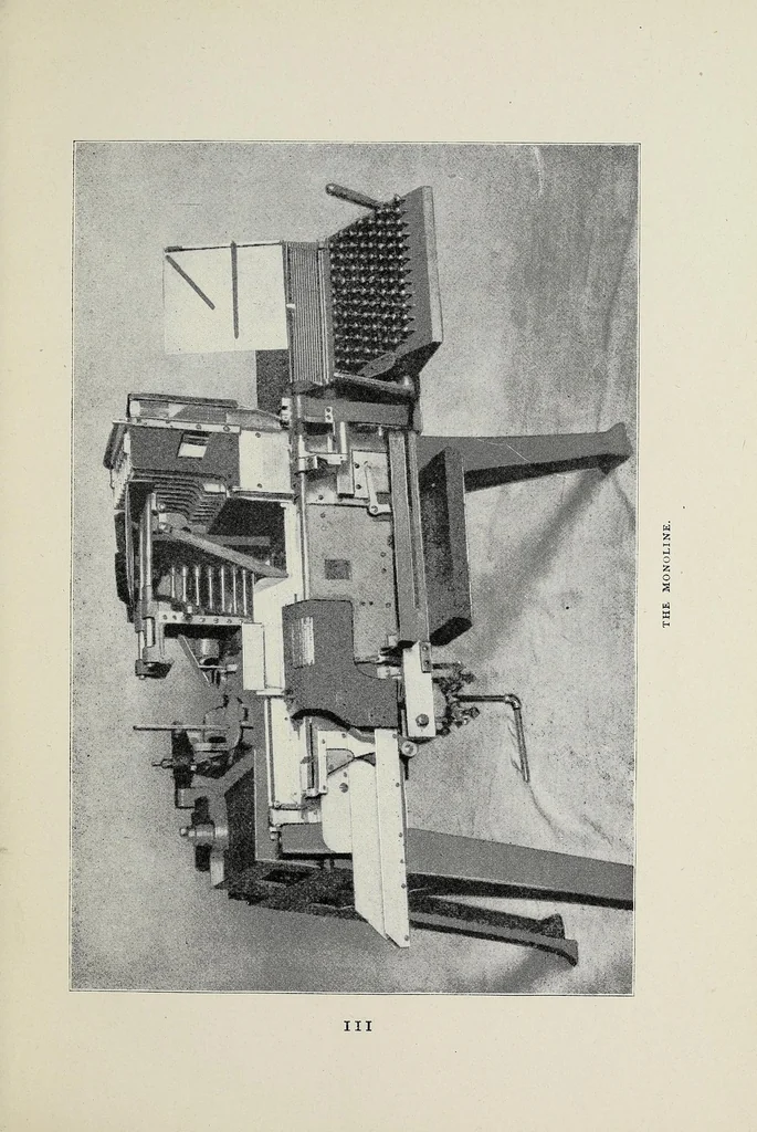 An illustration from History of composing machines; a complete record of the art of composing type by machinery ... also lists of patents on composing machines, American and British, chronologically arranged, 1904, leaf 129