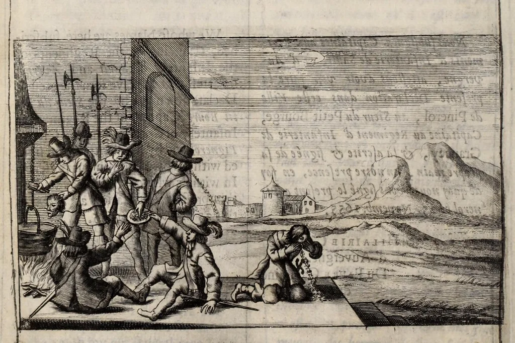 An illustration from The history of the Evangelical churches of the valleys of Piemont : containing a most exact geographical description of the place, and a faithfull account of the doctrine, life, and persecutions of the ancient inhabitants ; Together, with a most naked and punctual relation of the late bloudy massacre, 1655 ; And a narrative of all the following transactions, to the year of Our Lord, 1658 .., 1658, leaf 420