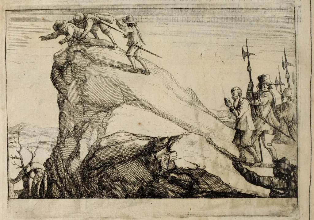 An illustration from The history of the Evangelical churches of the valleys of Piemont : containing a most exact geographical description of the place, and a faithfull account of the doctrine, life, and persecutions of the ancient inhabitants ; Together, with a most naked and punctual relation of the late bloudy massacre, 1655 ; And a narrative of all the following transactions, to the year of Our Lord, 1658 .., 1658, leaf 426