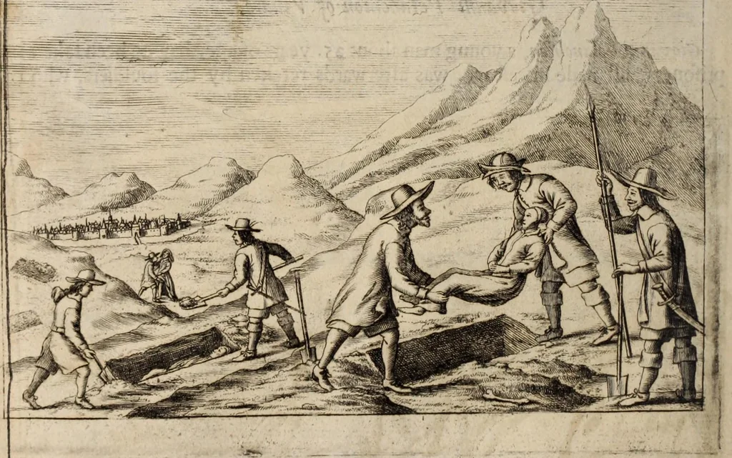 An illustration from The history of the Evangelical churches of the valleys of Piemont : containing a most exact geographical description of the place, and a faithfull account of the doctrine, life, and persecutions of the ancient inhabitants ; Together, with a most naked and punctual relation of the late bloudy massacre, 1655 ; And a narrative of all the following transactions, to the year of Our Lord, 1658 .., 1658, leaf 432