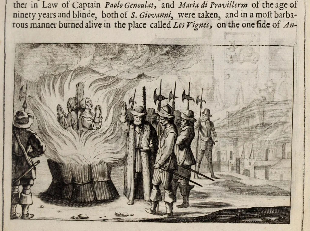 An illustration from The history of the Evangelical churches of the valleys of Piemont : containing a most exact geographical description of the place, and a faithfull account of the doctrine, life, and persecutions of the ancient inhabitants ; Together, with a most naked and punctual relation of the late bloudy massacre, 1655 ; And a narrative of all the following transactions, to the year of Our Lord, 1658 .., 1658, leaf 441
