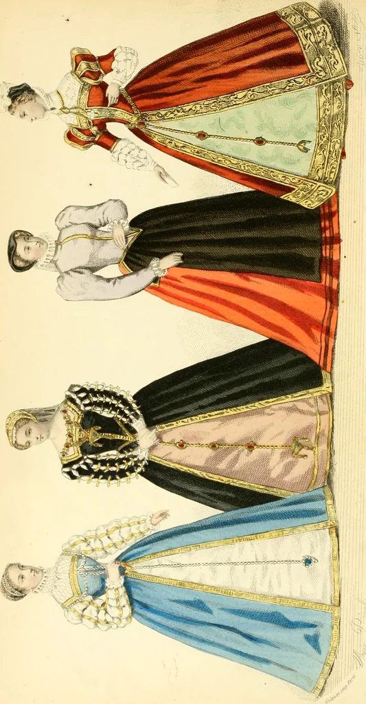 An illustration from The history of fashion in France, or, The dress of women from the Gallo-Roman period to the present time, 1882, leaf 115