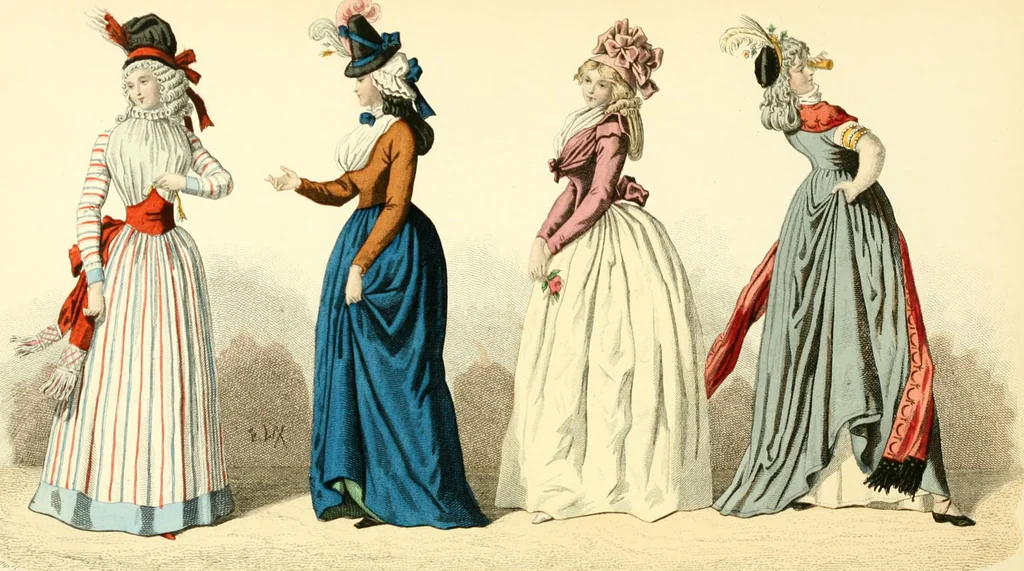 An illustration from The history of fashion in France, or, The dress of women from the Gallo-Roman period to the present time, 1882, leaf 223