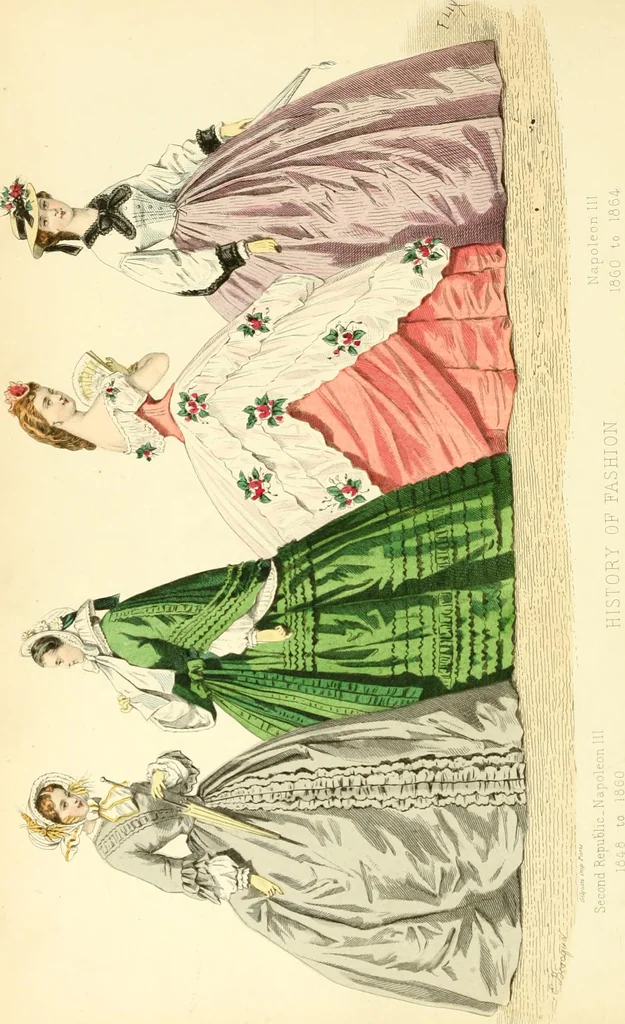 An illustration from The history of fashion in France, or, The dress of women from the Gallo-Roman period to the present time, 1882, leaf 265