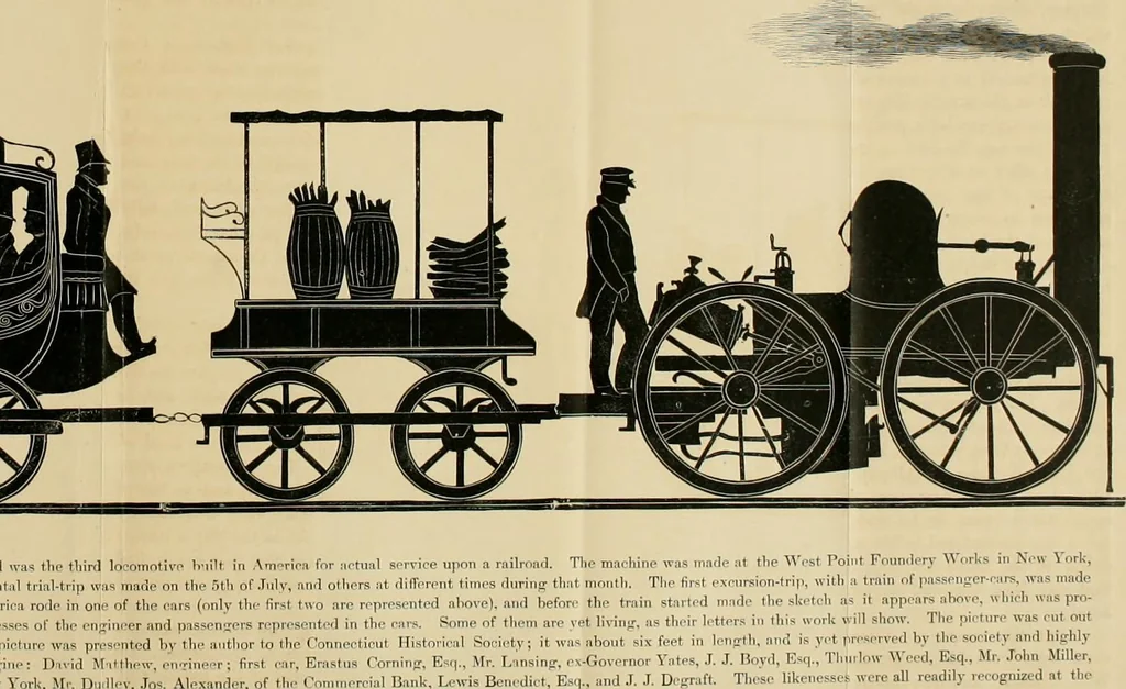 An illustration from The history of the first locomotives in America : from the original documents, and the testimony of living witnesses, 1874, leaf 201