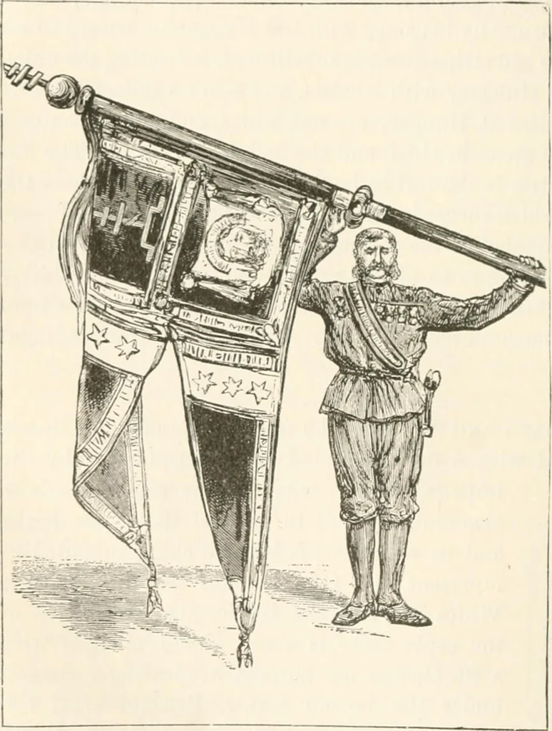 An illustration from History of the flag of the United States of America : and of the naval and yacht-club signals, seals, and arms, and principal national songs of the United States, with a chronicle of the symbols, standards, banners, and flags of ancient and modern nations, 1894, leaf 125