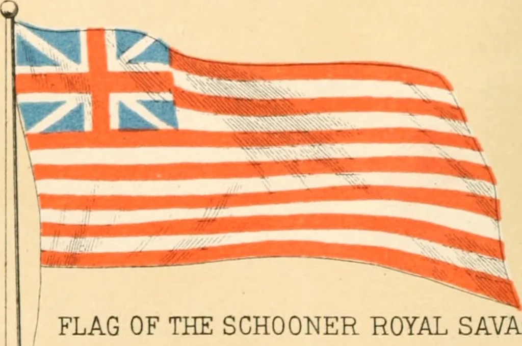 An illustration from History of the flag of the United States of America : and of the naval and yacht-club signals, seals, and arms, and principal national songs of the United States, with a chronicle of the symbols, standards, banners, and flags of ancient and modern nations, 1894, leaf 187