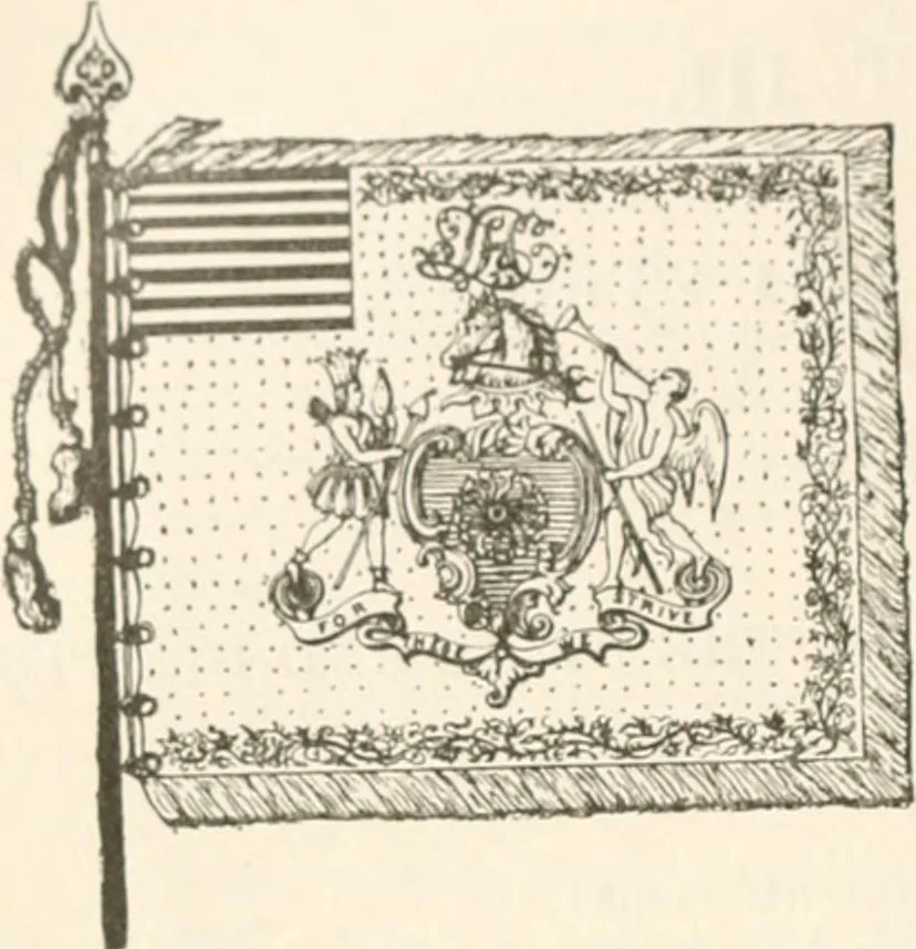 An illustration from History of the flag of the United States of America : and of the naval and yacht-club signals, seals, and arms, and principal national songs of the United States, with a chronicle of the symbols, standards, banners, and flags of ancient and modern nations, 1894, leaf 285