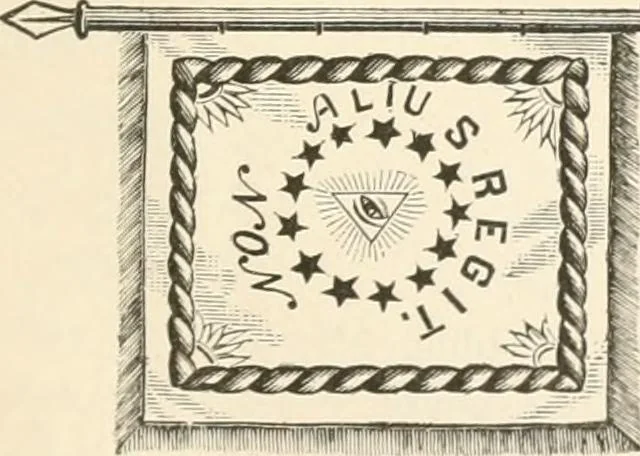 An illustration from History of the flag of the United States of America : and of the naval and yacht-club signals, seals, and arms, and principal national songs of the United States, with a chronicle of the symbols, standards, banners, and flags of ancient and modern nations, 1894, leaf 38