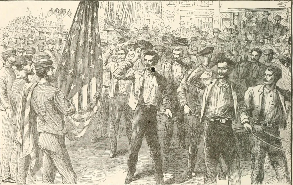 An illustration from History of the flag of the United States of America : and of the naval and yacht-club signals, seals, and arms, and principal national songs of the United States, with a chronicle of the symbols, standards, banners, and flags of ancient and modern nations, 1894, leaf 629