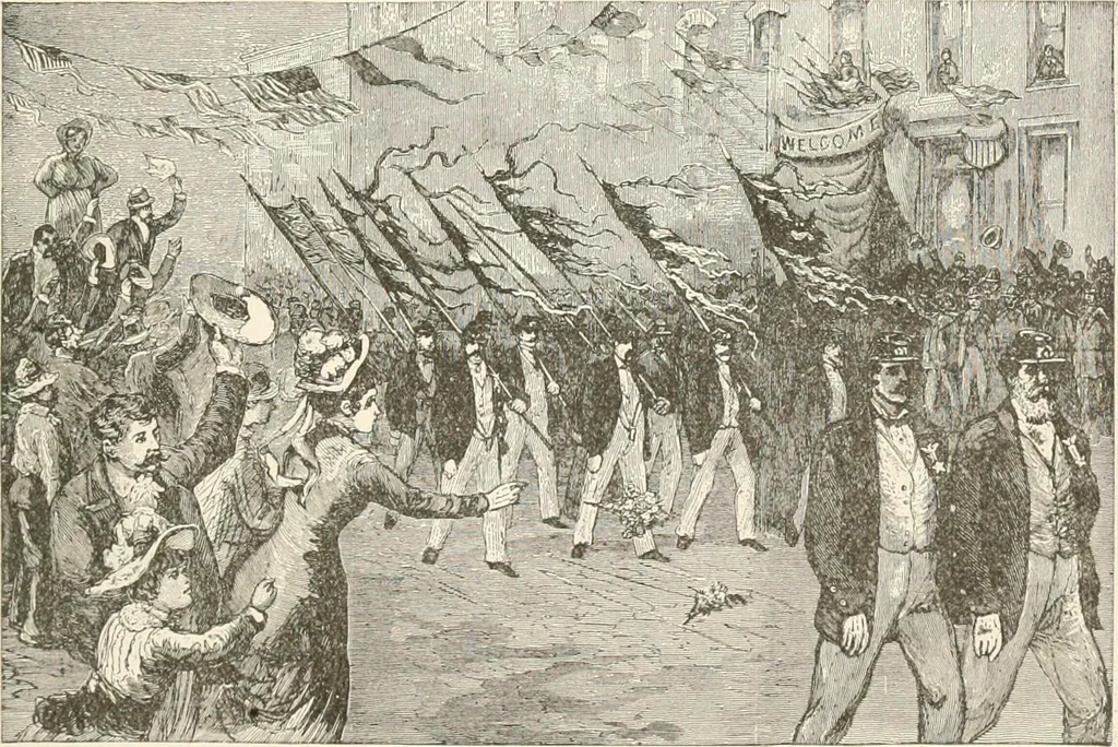 An illustration from History of the flag of the United States of America : and of the naval and yacht-club signals, seals, and arms, and principal national songs of the United States, with a chronicle of the symbols, standards, banners, and flags of ancient and modern nations, 1894, leaf 640