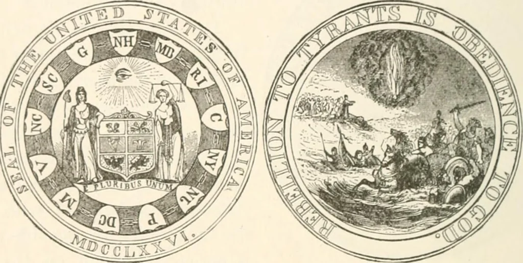 An illustration from History of the flag of the United States of America : and of the naval and yacht-club signals, seals, and arms, and principal national songs of the United States, with a chronicle of the symbols, standards, banners, and flags of ancient and modern nations, 1894, leaf 727