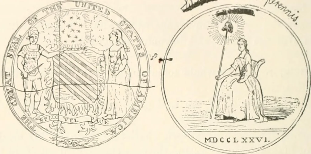 An illustration from History of the flag of the United States of America : and of the naval and yacht-club signals, seals, and arms, and principal national songs of the United States, with a chronicle of the symbols, standards, banners, and flags of ancient and modern nations, 1894, leaf 729