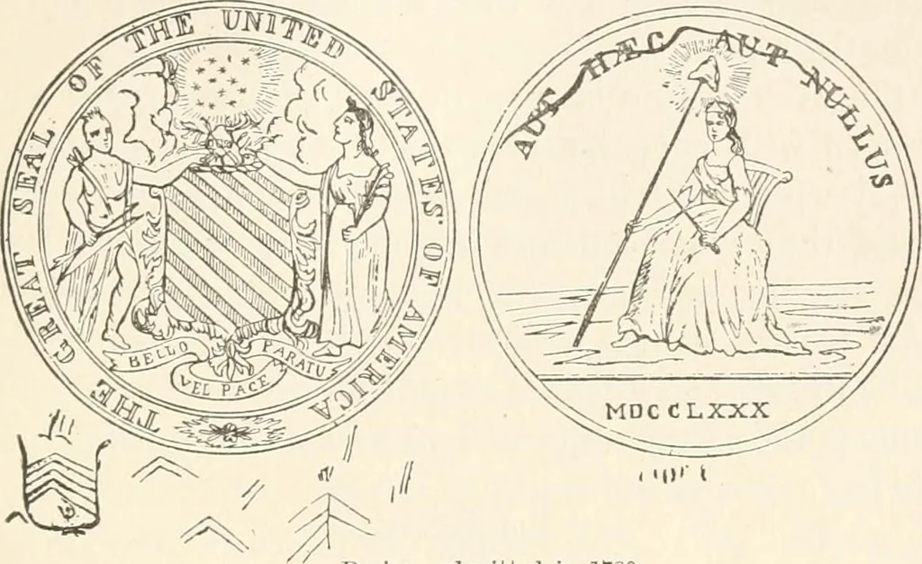 An illustration from History of the flag of the United States of America : and of the naval and yacht-club signals, seals, and arms, and principal national songs of the United States, with a chronicle of the symbols, standards, banners, and flags of ancient and modern nations, 1894, leaf 730