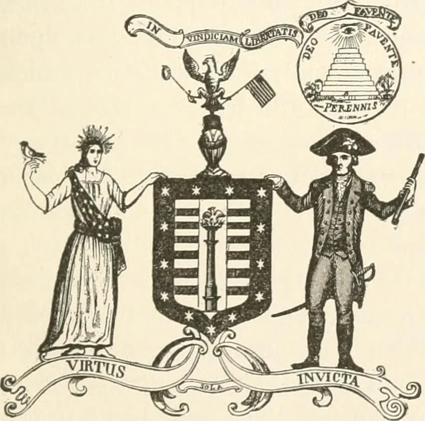 An illustration from History of the flag of the United States of America : and of the naval and yacht-club signals, seals, and arms, and principal national songs of the United States, with a chronicle of the symbols, standards, banners, and flags of ancient and modern nations, 1894, leaf 730