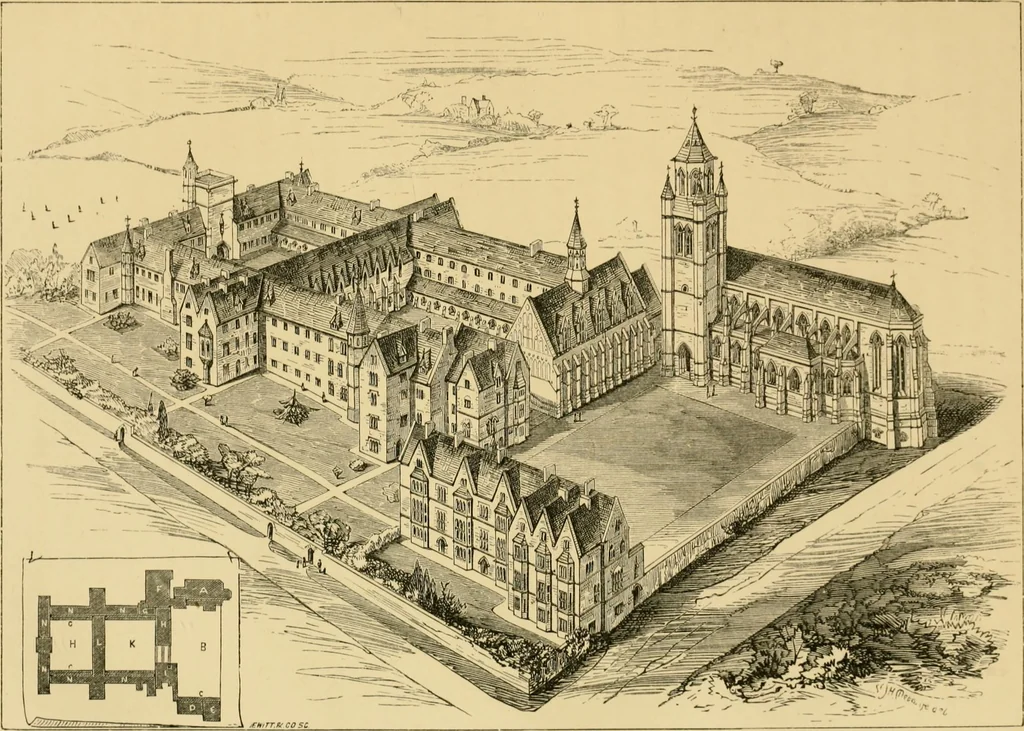 An illustration from A history of the Gothic revival : an attempt to show how the taste for mediæval architecture, which lingered in England during the two last centuries, has since been encouraged and developed, 1872, leaf 262