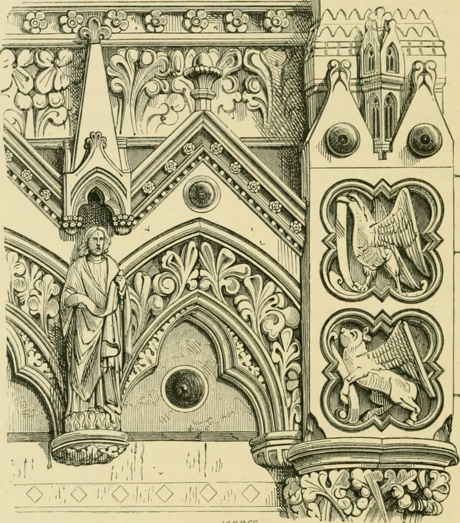 An illustration from A history of the Gothic revival : an attempt to show how the taste for mediæval architecture, which lingered in England during the two last centuries, has since been encouraged and developed, 1872, leaf 339