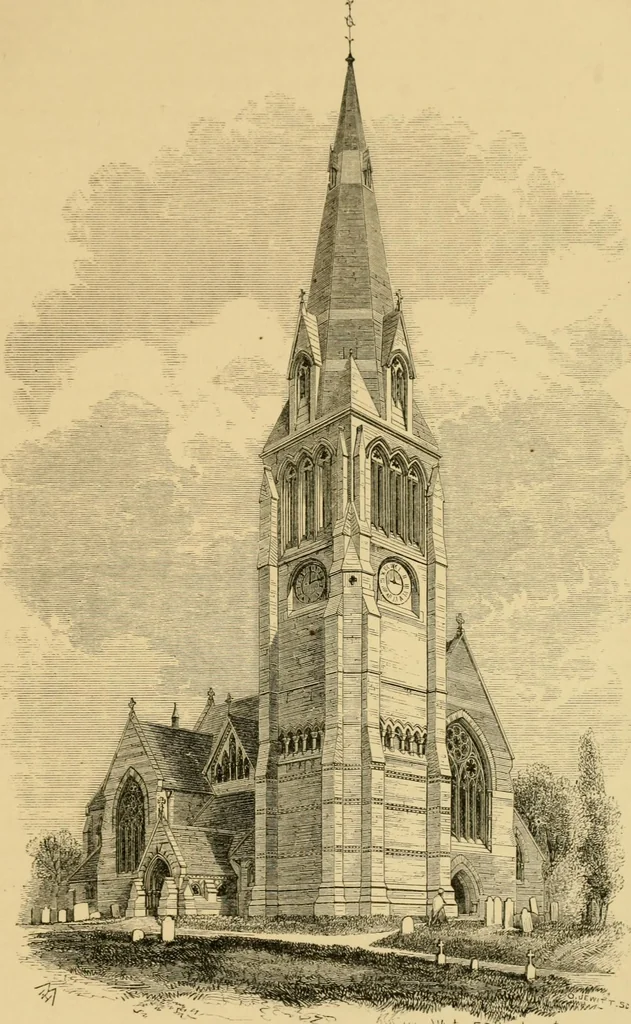 An illustration from A history of the Gothic revival : an attempt to show how the taste for mediæval architecture, which lingered in England during the two last centuries, has since been encouraged and developed, 1872, leaf 342