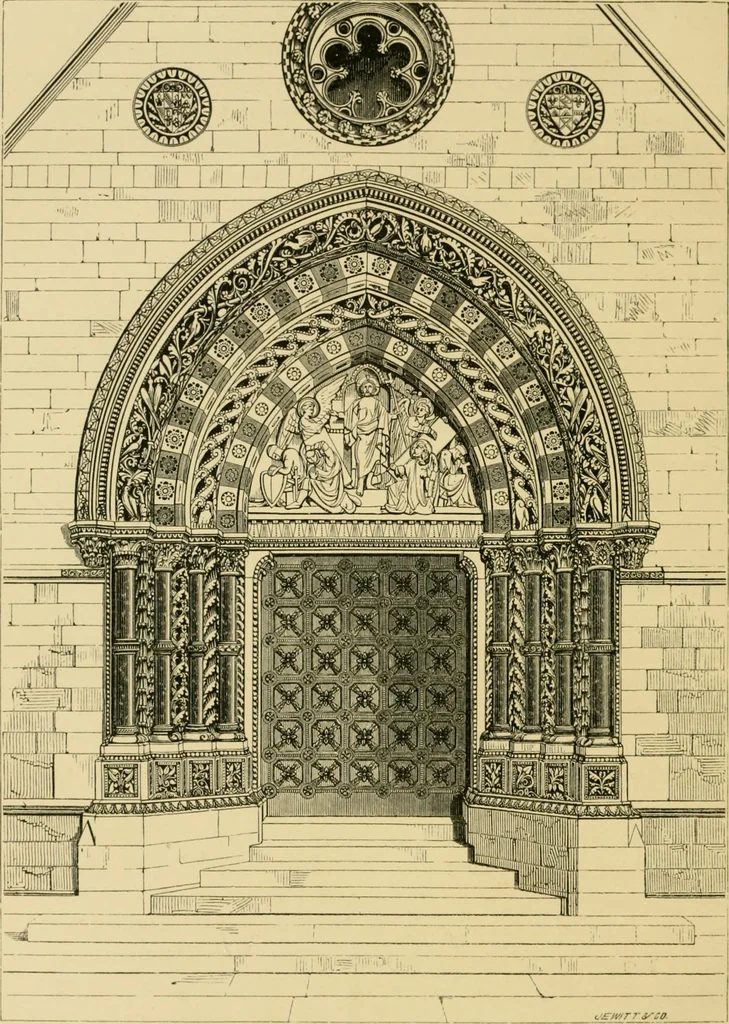 An illustration from A history of the Gothic revival : an attempt to show how the taste for mediæval architecture, which lingered in England during the two last centuries, has since been encouraged and developed, 1872, leaf 381