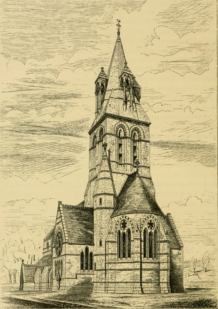 An illustration from A history of the Gothic revival : an attempt to show how the taste for mediæval architecture, which lingered in England during the two last centuries, has since been encouraged and developed, 1872, leaf 389