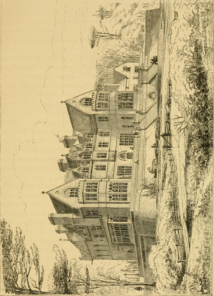 An illustration from A history of the Gothic revival : an attempt to show how the taste for mediæval architecture, which lingered in England during the two last centuries, has since been encouraged and developed, 1872, leaf 438